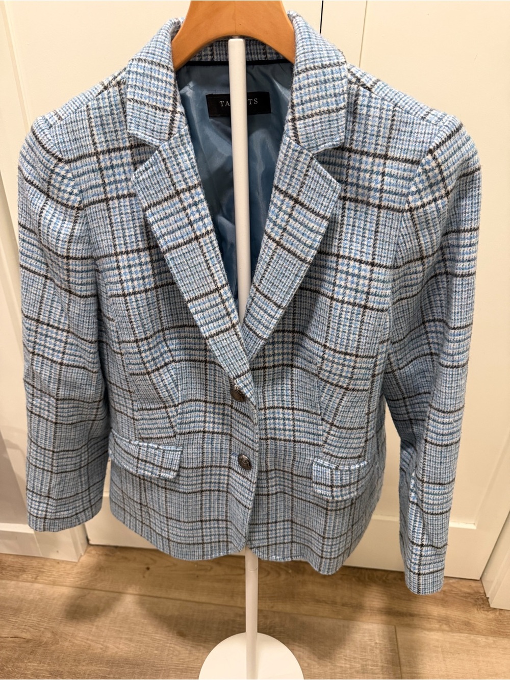 Talbots Light Blue Plaid Two-Button Blazer